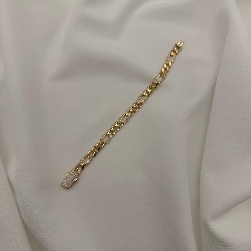 9mm Taşlı Figaro Bileklik