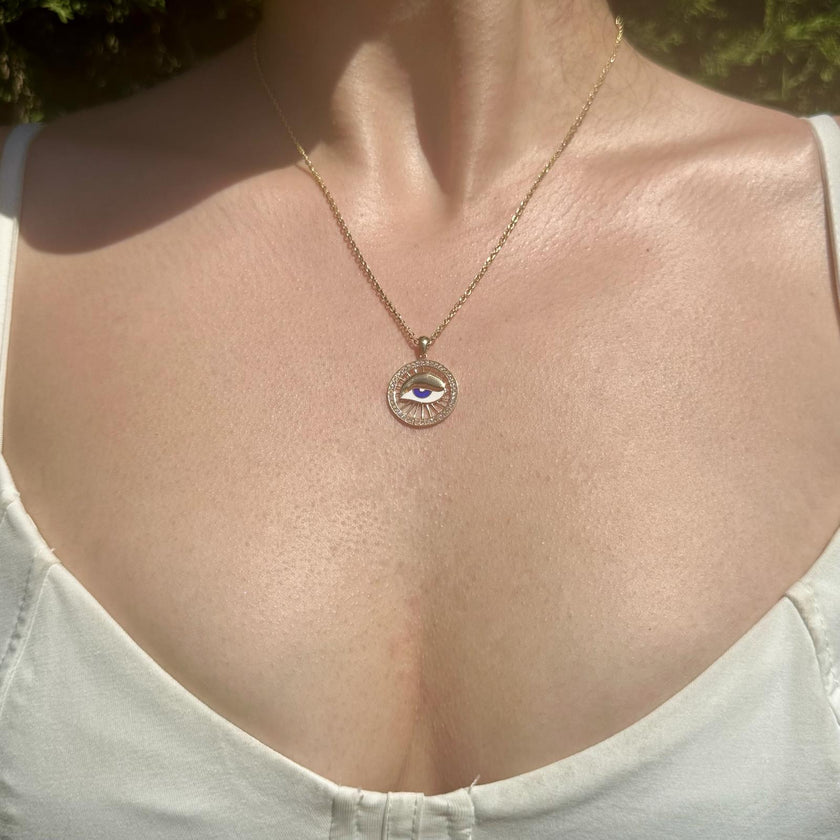 Taşlı Mineli Göz Kolye
